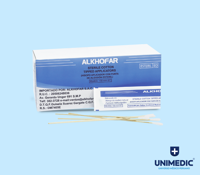 Hisopo aplicador con punta de algodón